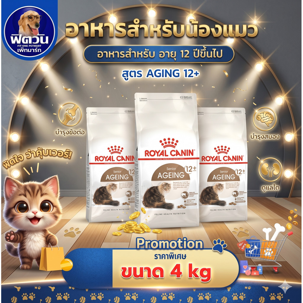 อาหารแมวสูงวัย Royal Canin AGING 12+ ขนาด 4kg.