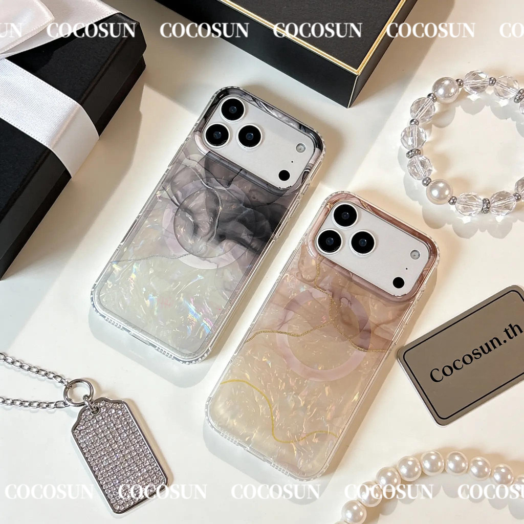 เคสโทรศัพท์ไอโฟน พรีเมียม สไตล์เท่ห์ลายหินอ่อน แม่เหล็ก เคสป้องกันโทรศัพท์ สำหรับ 17 Pro max 16 15 14