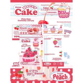 22ชิ้น/เซ็ตหวานเบอร์รี่เค้กปิดผนึกสติกเกอร์การ์ดอวยพรชุดวัสดุบรรจุภัณฑ์ ทําเอง ตกแต่ง
