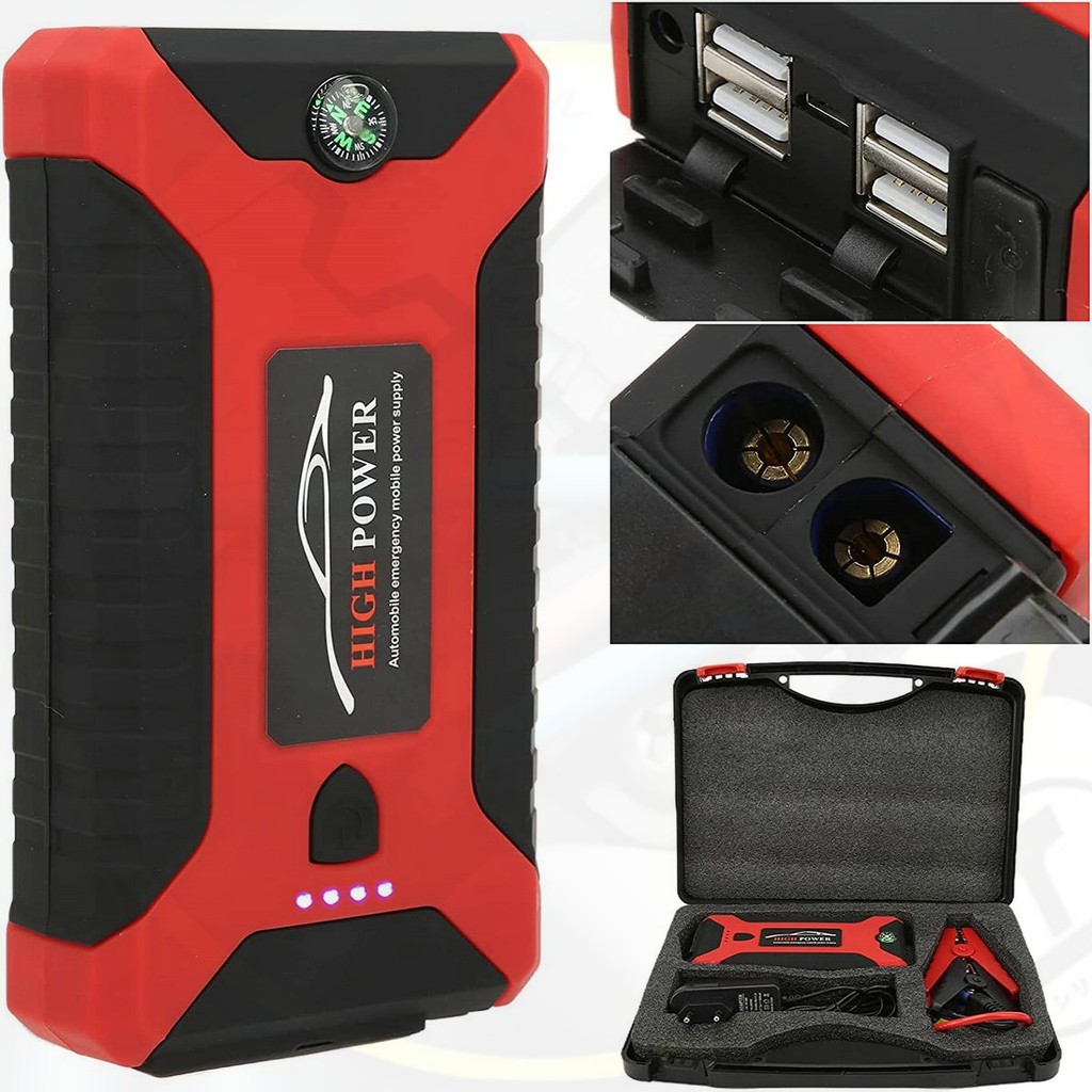 เครื่องจั๊มสตาร์ทรถ 12V-24V 99800mAh ปั๊มลมในตัว ไฟ SOS สำหรับรถยนต์ SUV