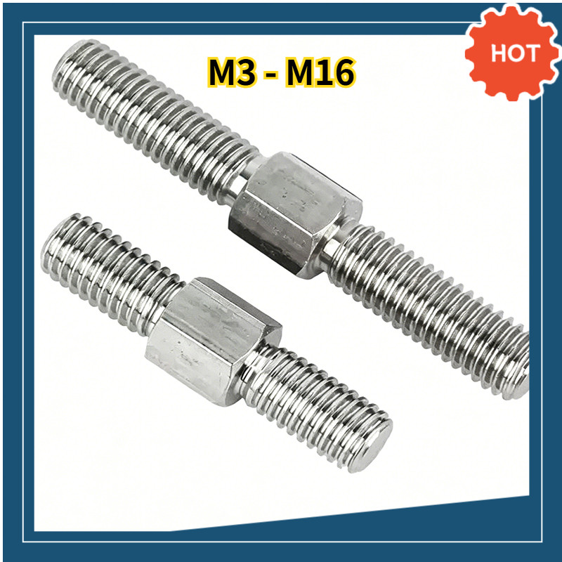 [พร้อมส่ง] สตัดสองด้าน เกลียวซ้าย-ขวา สแตนเลส 304 (Left & Right Thread Stud) สกรูสองหัวสำหรับปรับดึง ไม่เป็นสนิม M3 - M16 / SUS 304 Turnbuckle Bolt  M3M4M5M6M8M10M12M14M16DX-TH-03