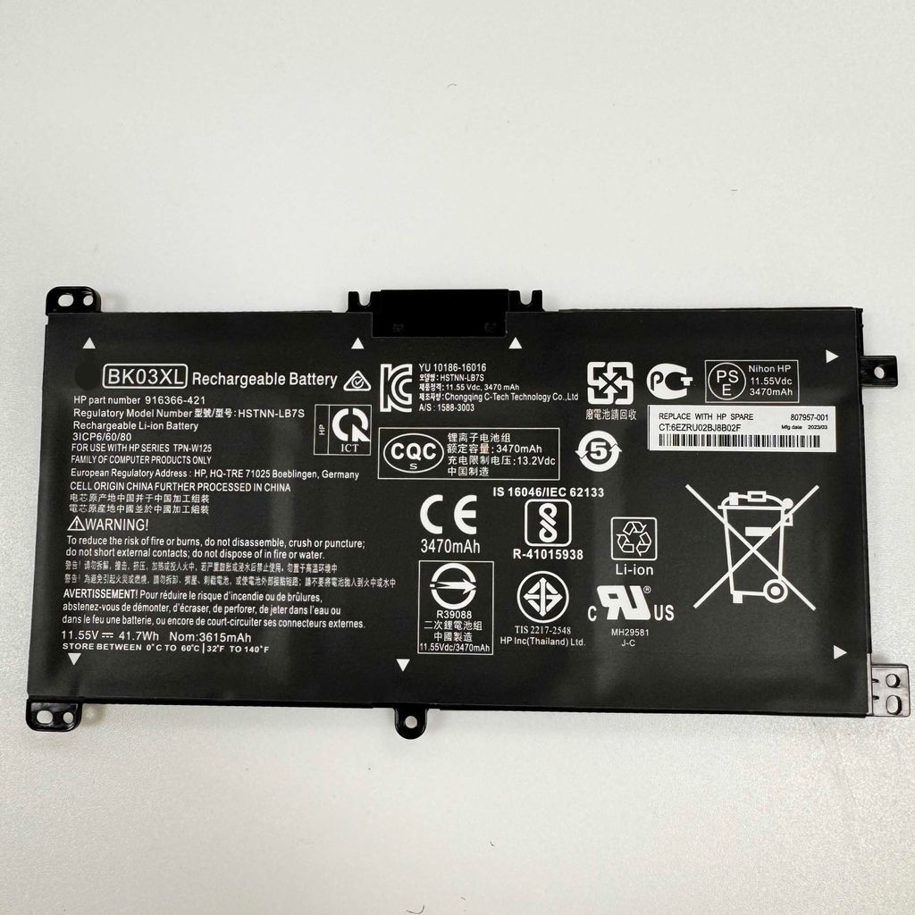 For HP HP 14-BA033TX 14-BA047TX TPN-W125 BK03XL Laptop Battery