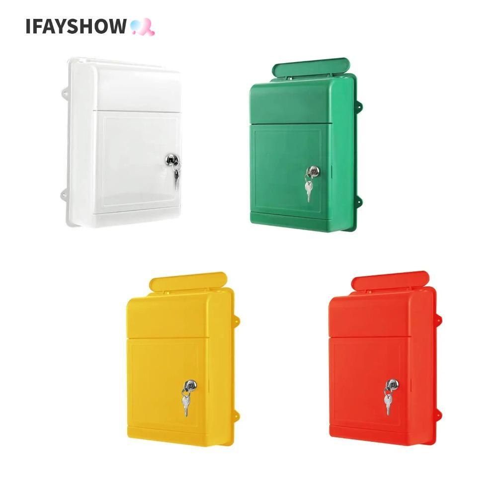 IFAYSHOW กล่องจดหมายกล่องจดหมาย, ติดผนังพร้อมล็อค Postbox, Universal กันน้ําติดตั้งง่ายประหยัดพื้นที่กล่องไปรษณีย์สําหรับโรงเรียนกลางแจ้ง Street House