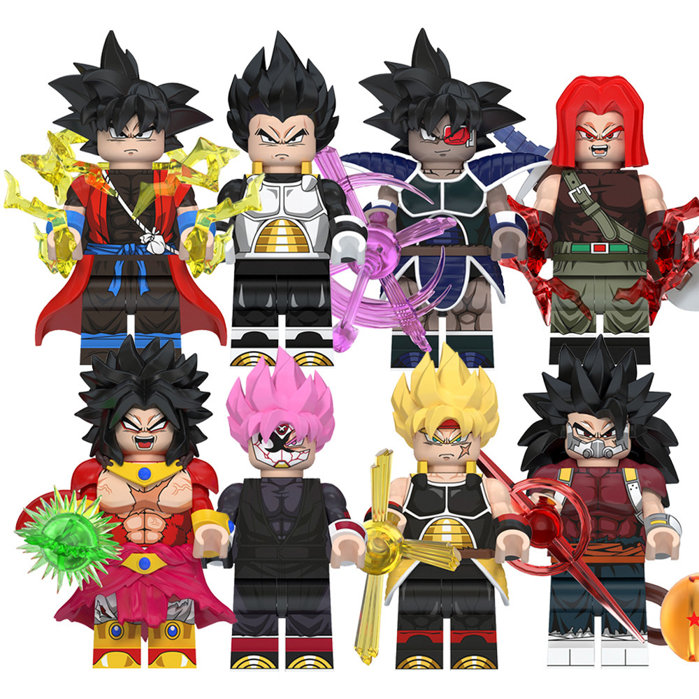WM6179 อะนิเมะรูป Broly Cumber สีดํา Son Goku Burdock Vegeta Turles Ball Block ของเล่นเด็ก