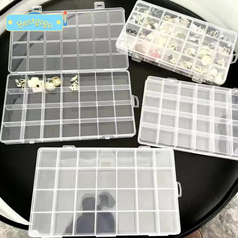 [Bestgogo-t] 24 ช่องเล็บ Decal กล่องเก็บเล็บเครื่องมือกล่องเก็บที่ถอดออกได้ตารางเล็บ Rhinestone กล่องเครื่องประดับอุปกรณ์เสริม
