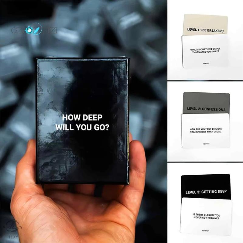 GzhxdiiziHow Deep You Go เกมกระดานสําหรับผู้ใหญ่ 99 คําถามและท้าทายการ์ดสําหรับการเชื่อมต่อที่ลึกสนุ