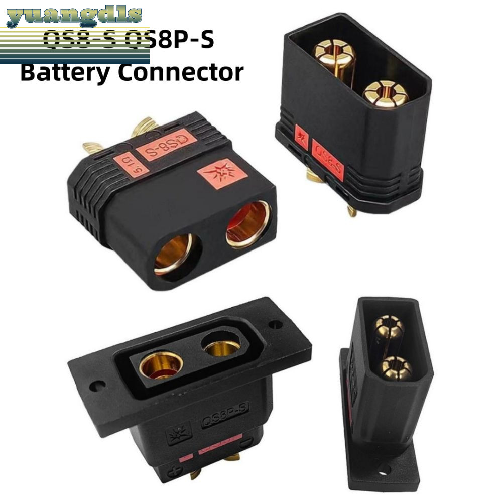 YUANG QS8-S Connector, Gold Plated High Current ปลั๊กแบตเตอรี่ QS8P-S, Anti Spark Black QS8-S MF ปลั