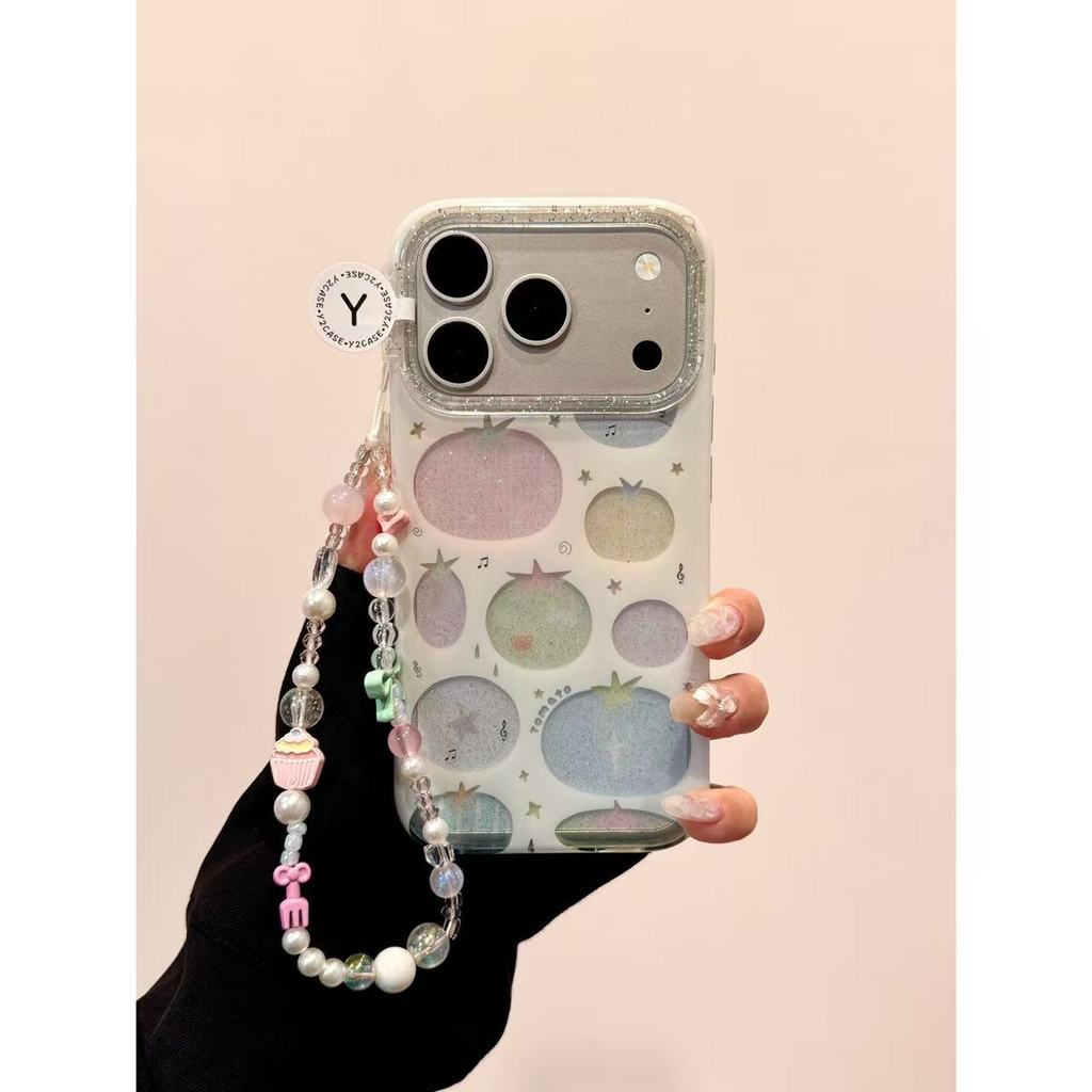 Ins Style Simple Colourful Sparkling Tomato IMD Double-Layer Phone Case เหมาะสําหรับ iPhone171615กัน