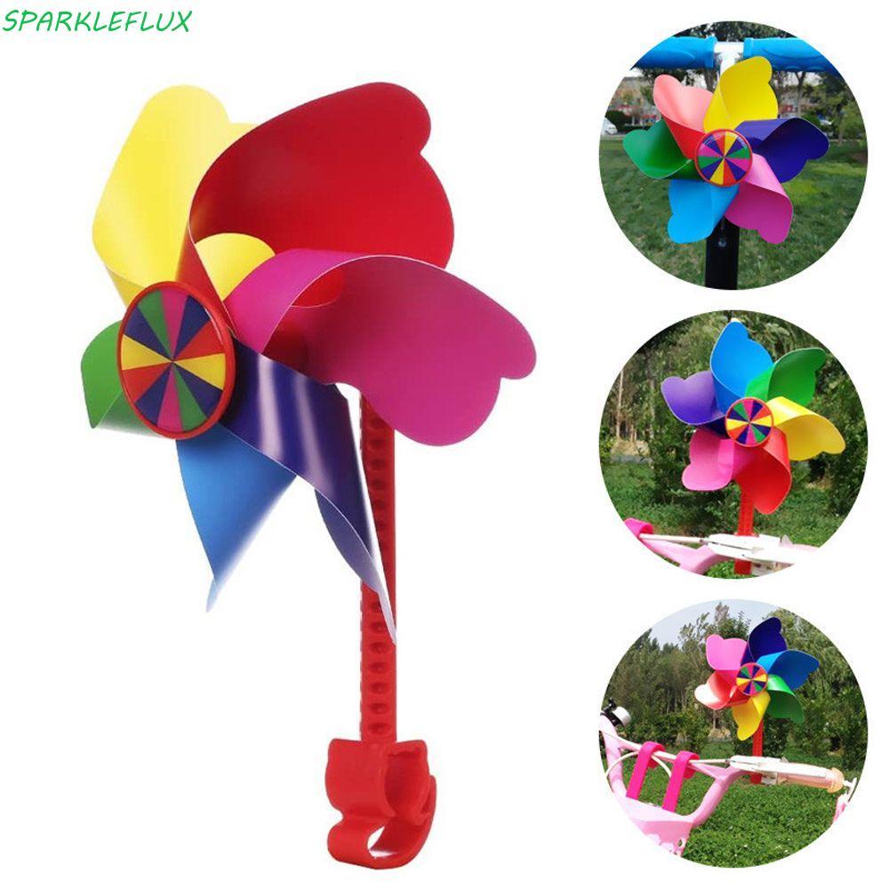 SPARKLEFLUX จักรยาน Windmill ตกแต่งขี่จักรยานอุปกรณ์จักรยานรถสามล้อ Windmill รถเข็นเด็ก Pinwheel สกู