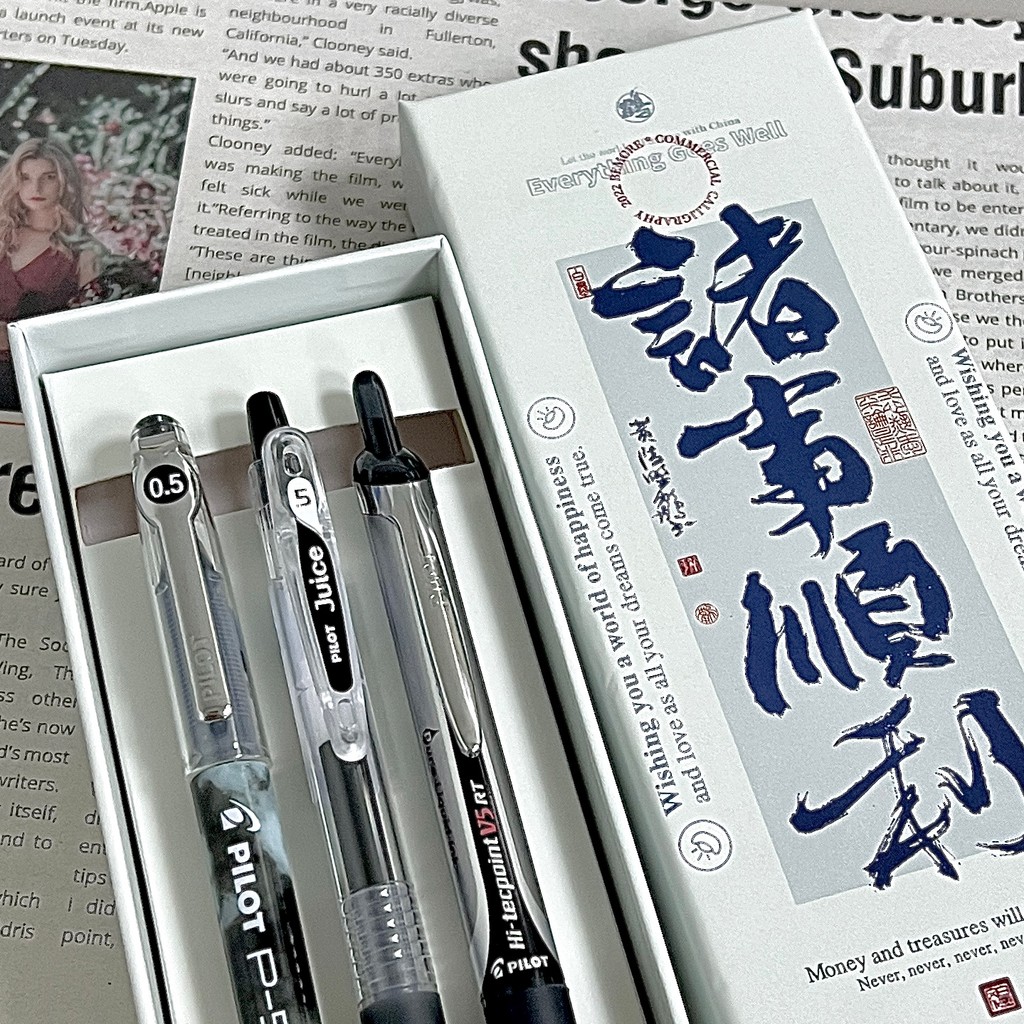 Pilot Juice V5 P500 0.5 มม.หมึกสีดําชุดปากกาสําหรับสอบเครื่องเขียนกล่องญี่ปุ่นโรงเรียนอุปกรณ์สําหรับ