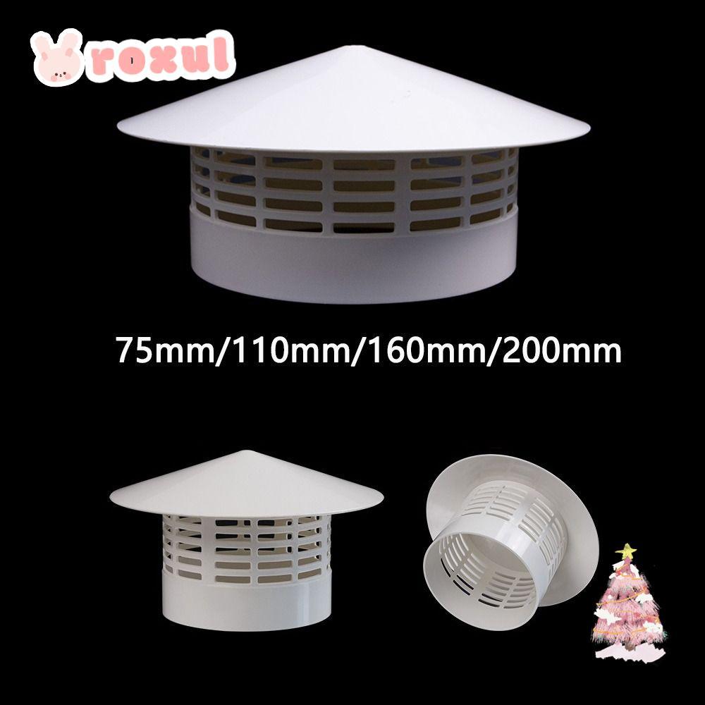 ฝาครอบป้องกันท่อเตา ROXUL, หมวกกันฝนระบายอากาศ PVC 75-200 มม., เครื่องดูดควันที่ทนทานผนังภายนอกระบบระบายอากาศ