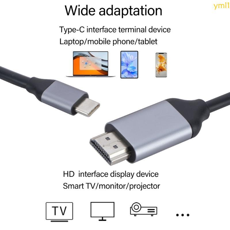 Yml1 4K 60HZ 4K 30HZ USB C ถึง Miniature อะแดปเตอร์สาย HDR10 รองรับสําหรับแล็ปท็อป 180 ซม.