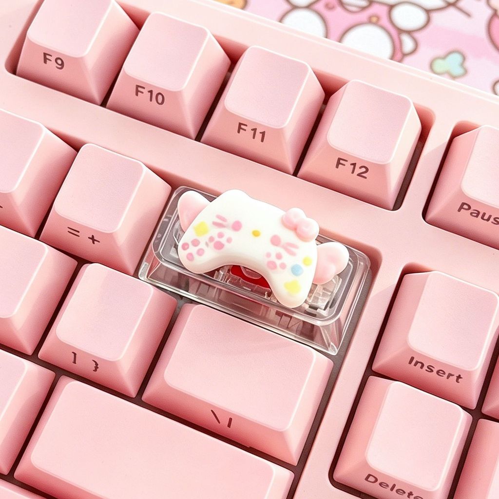 ตัวควบคุมเกมปุ่มกดแบบกลไก ปุ่มกด Hello Kitty โปร่งใส 2u ปุ่ม Backspace 1.75u การปรับแต่งเคส ซีรีส์น่ารัก DIY