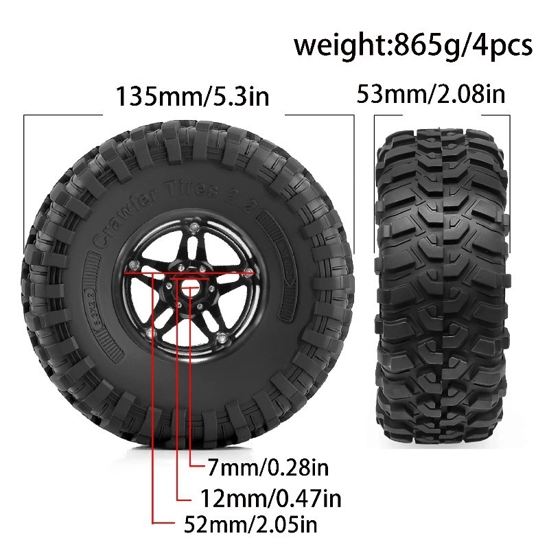 2.2 ในล้อยางสําหรับ 1/10 SCX10 II 90046 SCX10 III AXI03007 SCX10 Pro TRX4 TRX6 Gen7 Gen8 D90 VS4-10 