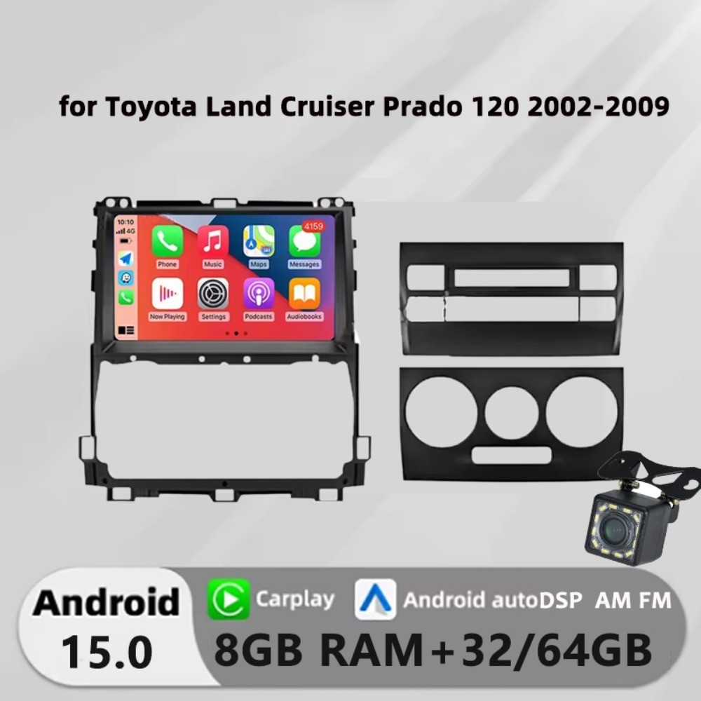Honxun รถ 2din สเตอริโอหน้าจอสัมผัส android หัว 9 นิ้ว 8G+64 สําหรับ Toyota Land Cruiser Prado 120 2