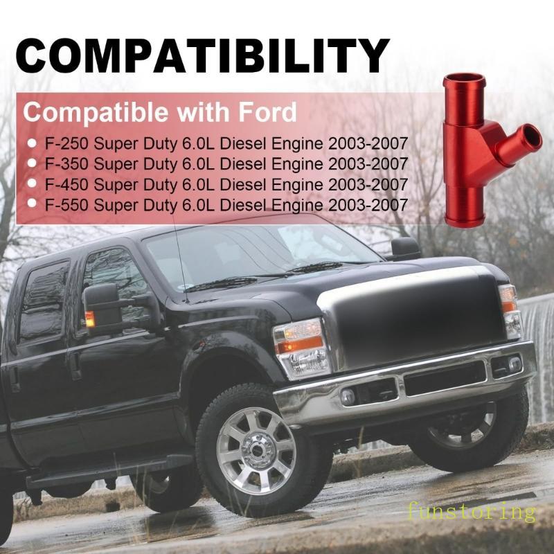 FUN เครื่องยนต์ Cooling Y Connector สําหรับ F250 F350 F450 F550 E350 E450 ยานพาหนะอลูมิเนียมหม้อน้ํา