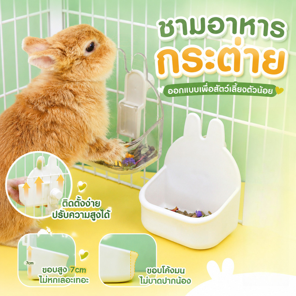 ชามอาหารกระต่าย ที่ใส่หญ้ากระต่าย สัตว์เลี้ยง ของใช้กระต่าย ชามแขวนกระต่าย