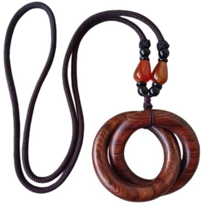 Taoist lightning strike jujube wood ring pendant necklace, yin-yang ring pendant integrated handmade