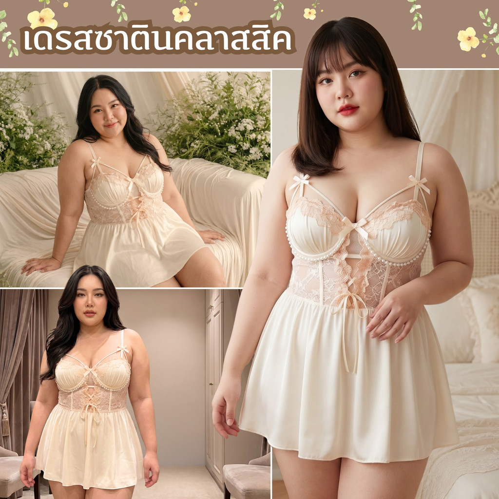 SUPER SEXY  ชุดเดรสเซ็กซี่  ชุดสายเดี่ยว  ชุดซาตินคลาสสิค  ❤️‍🔥  สาวอวบ PLUS SIZE M-548