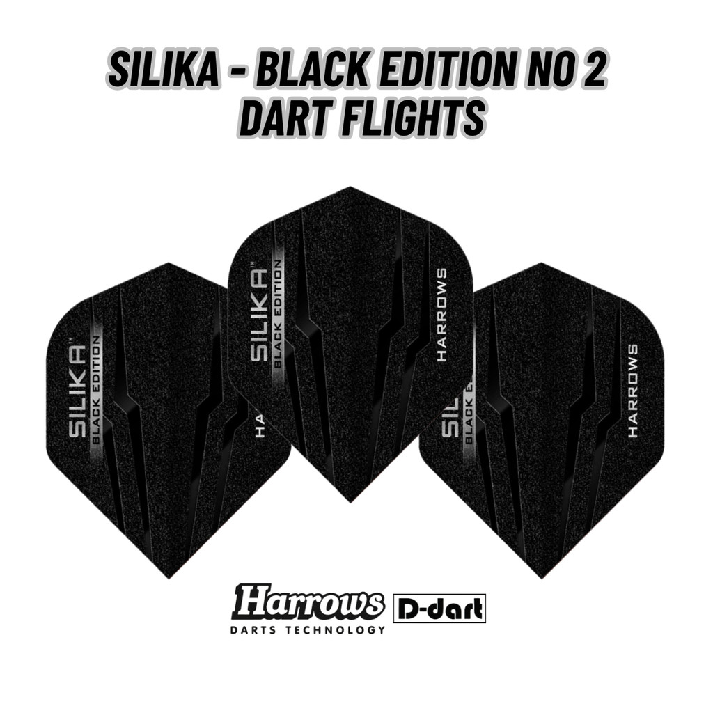 HARROWS DART FLIGHTS - STANDARD SILIKA - BLACK EDITION NO 2 100 MICRON DART FLIGHTS (SAYAP ARROW)