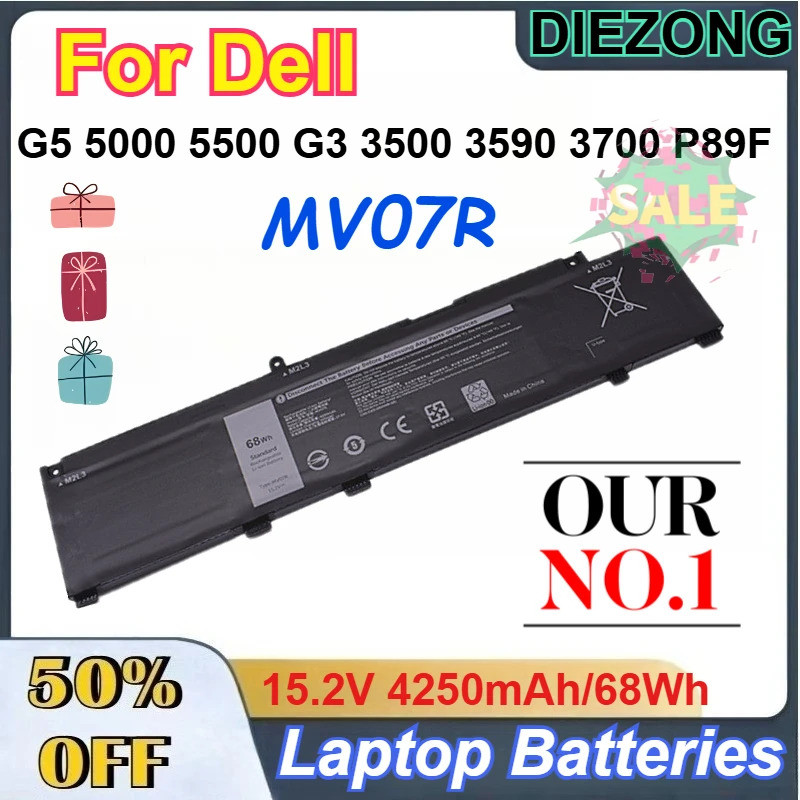 15.2V 4250mAh/68Wh MV07R แบตเตอรี่ลิเธียมไอออนแบบชาร์จไฟได้สําหรับ Dell G5 5000 5500 G3 3500 3590 37