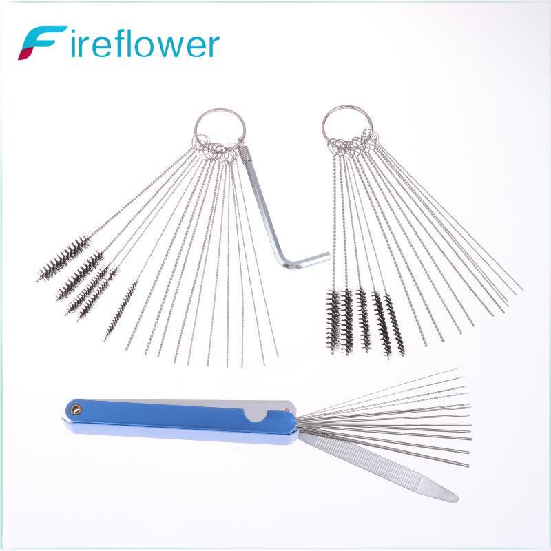 Fireflower 1 ชุดเครื่องมือทําความสะอาดคาร์บูเรเตอร์คาร์บอน Dirt Jet ลบทําความสะอาดเข็มแปรงสําหรับรถยนต์รถจักรยานยนต์ ATV เครื่องเชื่อม Carb Chainsaw Nice