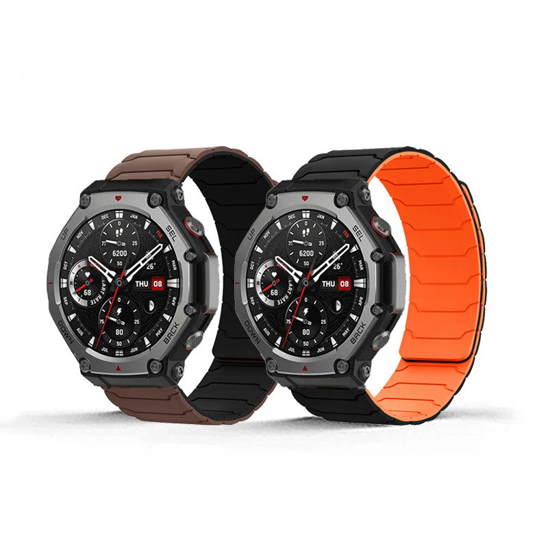 ซิลิโคนกีฬาแม่เหล็กสําหรับ Huami Amazfit T-Rex 3 2 1 สร้อยข้อมือสําหรับ T-Rex 3Pro 48 มม.44 มม.T-Rex pro 22 20 มม.อุปกรณ์เสริม