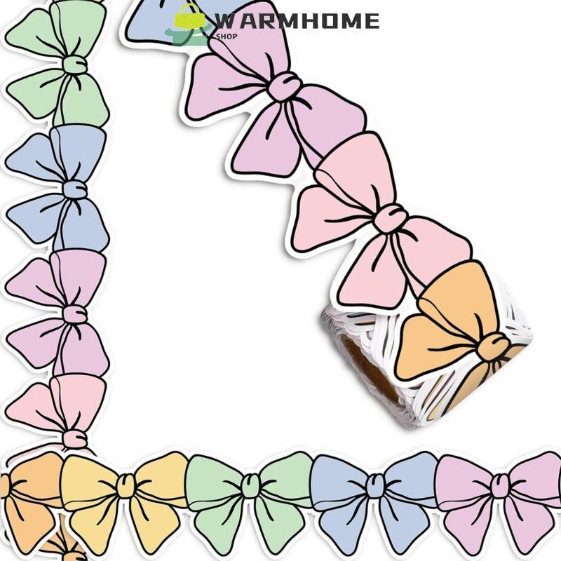 Warm 10m ที่มีสีสัน Bows ห้องเรียนชายแดน Back-to-School Bulletin Board Trim ตกแต่ง Bowknot Bulletin Board ชายแดน