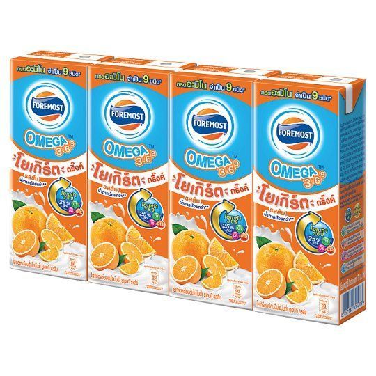 [สินค้าส่งด่วน] โฟร์โมสต์โอเมก้าโยเกิร์ตดริ๊งค์รสส้ม170 แพ็ค 4 FOREMOSTOMEGAYOGHURTDRINKORANGE 170 PACK 4