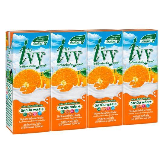 [สินค้าส่งด่วน] ไอวี่นมเปรี้ยวรสส้มสายน้ำผึ้ง180มล. แพ็ค 4 IVY DRINKING YOGHURT ORANGE 180ML. PACK 4