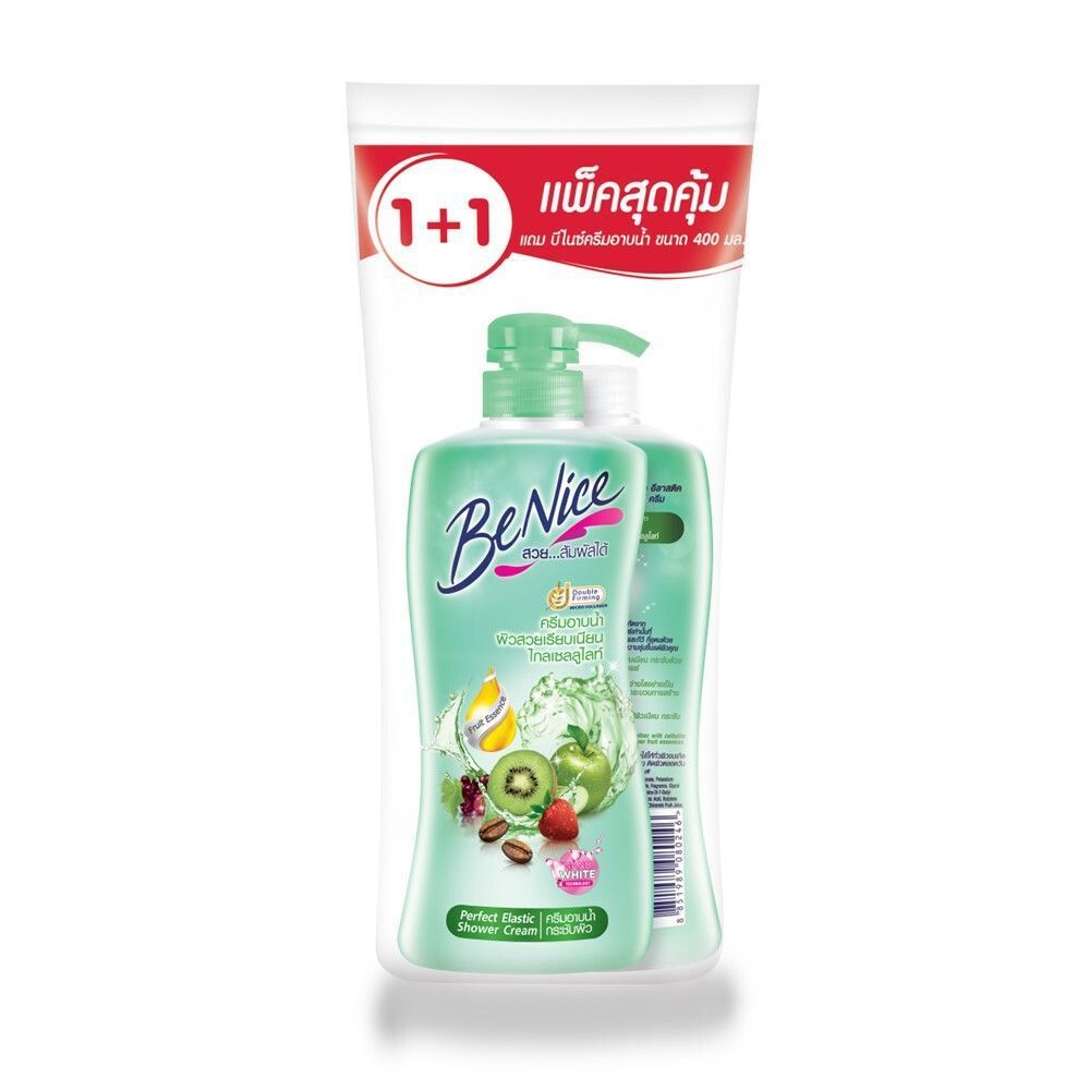 บีไนซ์ครีมอาบน้ำสีเขียว ปั้ม400มลX2 BENICE SHOWER CREAM GREEN PUMP 400ML.X2