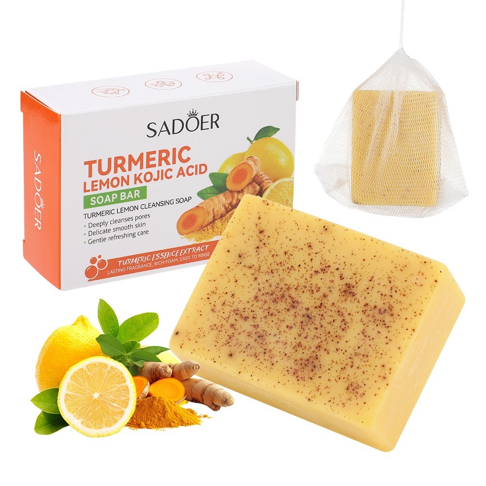 Turmeric Kojic Acid Soap Bar - กําจัดสิวจุดด่างดําแม้สีผิวให้ความชุ่มชื้นสําหรับผิวหน้าและผิวกาย