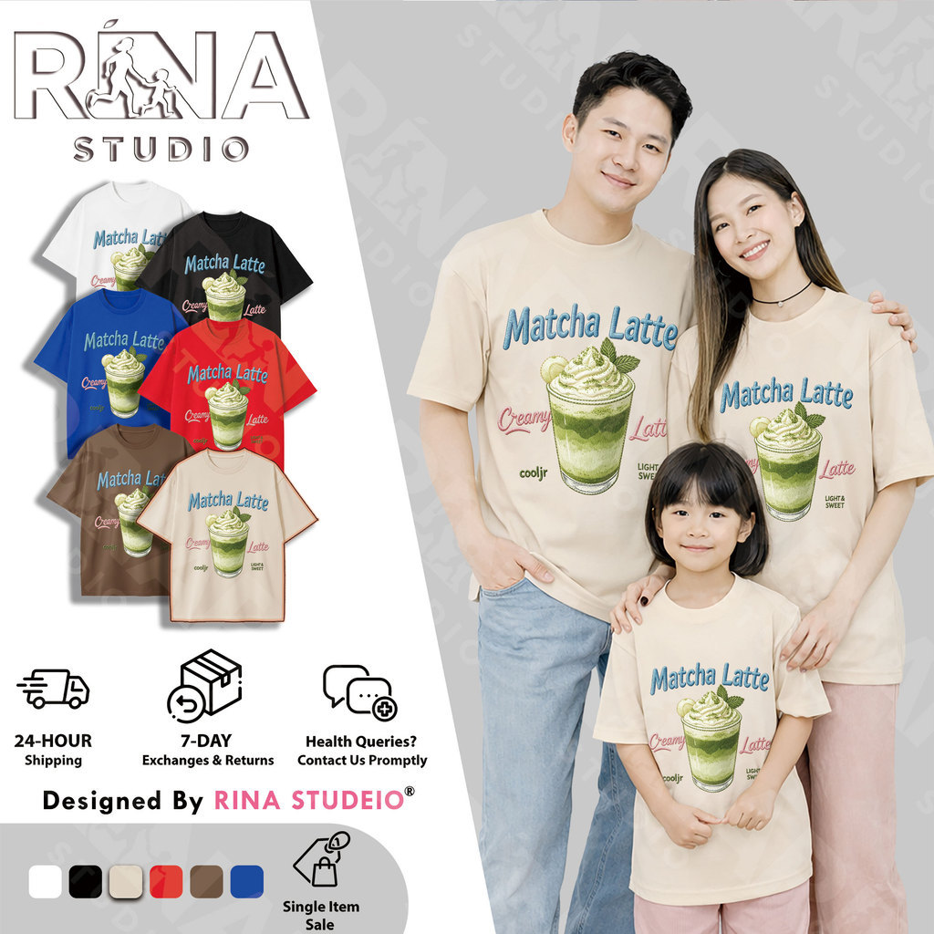 RINA STUDIO เสื้อยืดครอบครัวพิมพ์ลายไอศกรีมสําหรับออกนอกบ้านสําหรับครอบครัวแบบสบาย ๆ