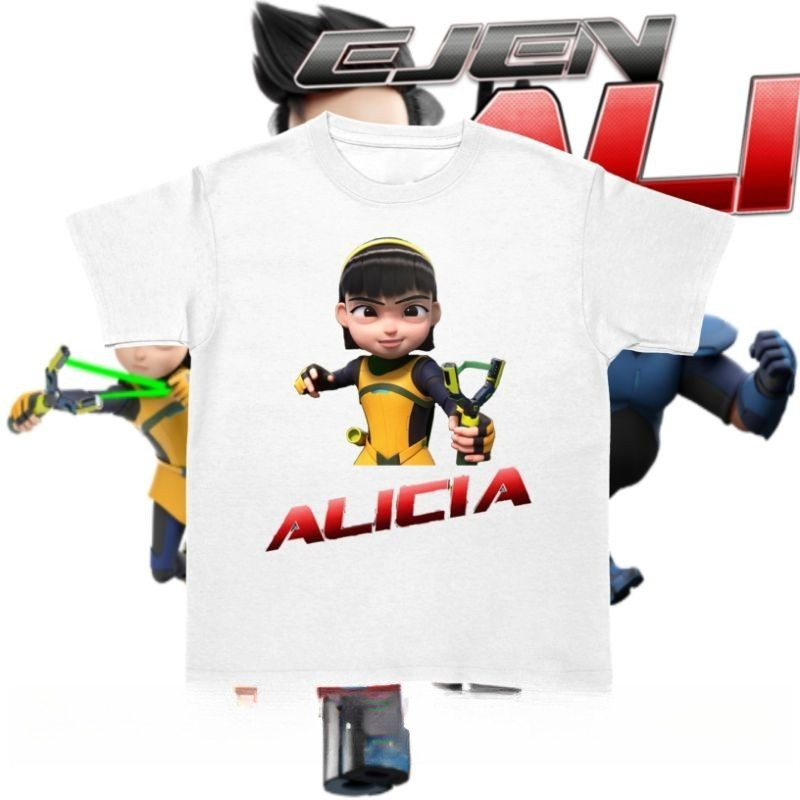 220G เสื้อยืดผ้าฝ้าย 100%DUDU Ejen Ali เด็ก Baju เสื้อยืด Ejen Ali Ejen Alicia เสื้อผ้าเด็ก Ejen Ali