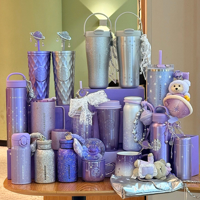 Starbucks China 2026 Summer Purple Night Galaxy Titanium Travel Insulated Straw Tumbler Mug ของขวัญ