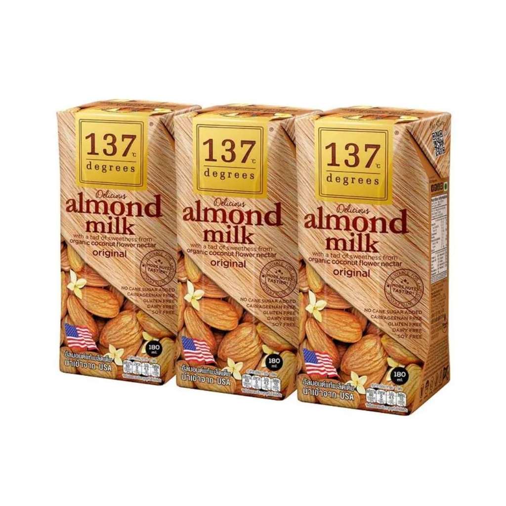 137ดีกรี นมอัลมอนด์ดั้งเดิม (137 Almond Milk Original 180ml. Pack3)