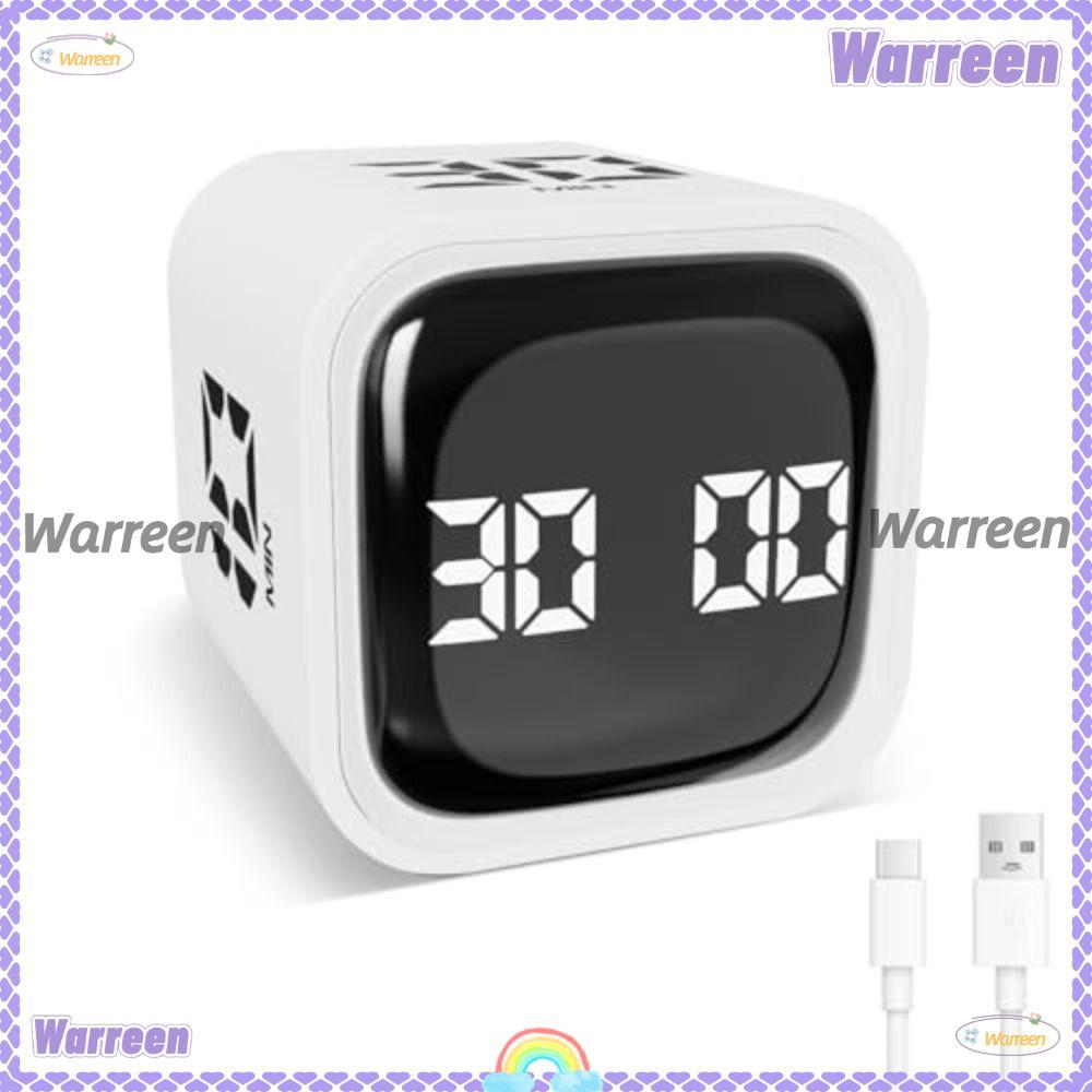 WARREEN Pomodoro Timer, 5/10/30/60min 3 Volume Digital Cube Timer, Custom Counting Gravity Sensing R