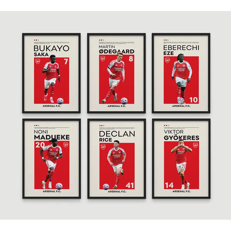 Arsenal Football Team Star Canvas Painting Poster Frameless, Buka Joe Saka, Martin Odegad, Poster, Football Fan Gift