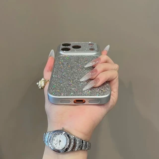 หรูหราเพชร-หุ้มห่อ หน้าต่างขนาดใหญ่เลื่อมเคสโทรศัพท์สําหรับ ไอโฟน17 16 15 14 13 12 11 มือโปร สูงสุด กันกระแทกกล้องป้องกัน หยด-การพิสูจน์ ฮาร์ดปกหลัง