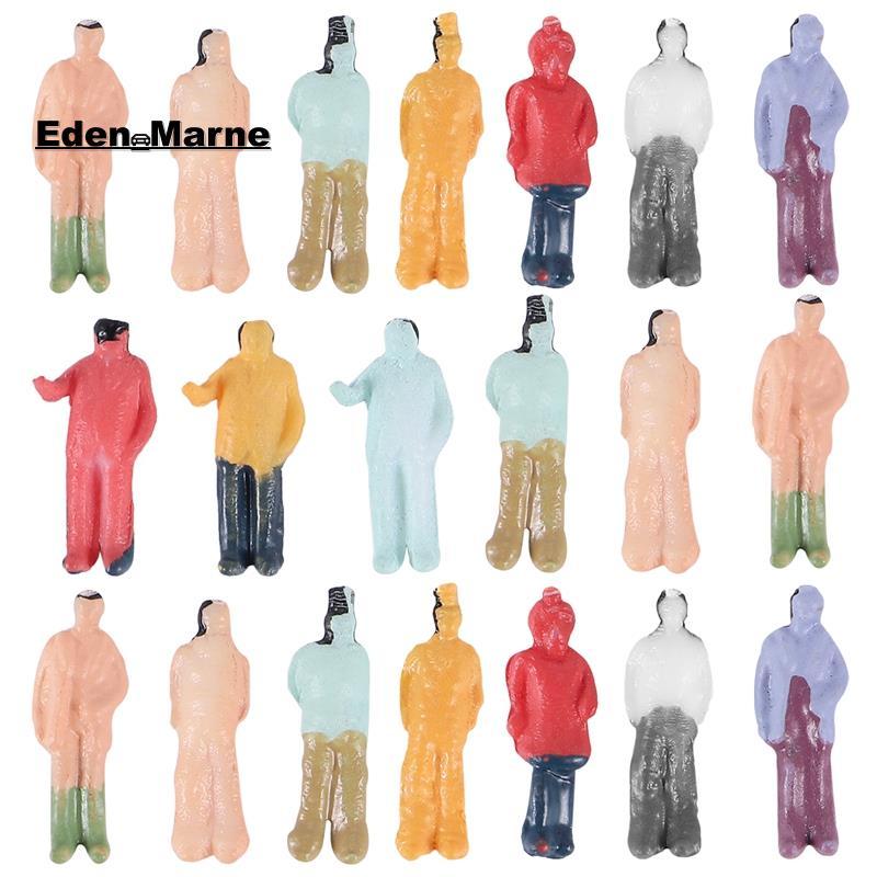 [Eden_Marner]100 ชิ้น Z Scale 1:200 Mix Painted Model People Train Park Street Passenger Figures