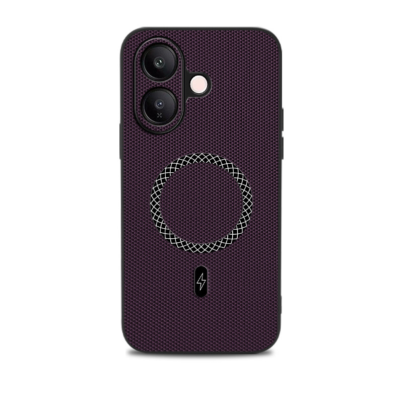 สําหรับ VIVO V60 Lite เคสโทรศัพท์ลายหนังสามเหลี่ยมใหม่ ฝาครอบป้องกันการชาร์จแม่เหล็กระดับไฮเอนด์