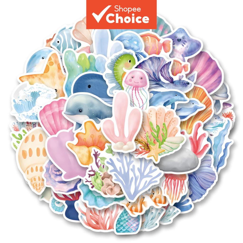สัตว์ทะเลสติกเกอร์สีน้ํา250ชิ้นน่ารักสติกเกอร์สติกเกอร์ความงามโทรศัพท์สติกเกอร์แล็ปท็อปสําหรับกระเป๋าเดินทางทําเองกระเป๋าของขวั
