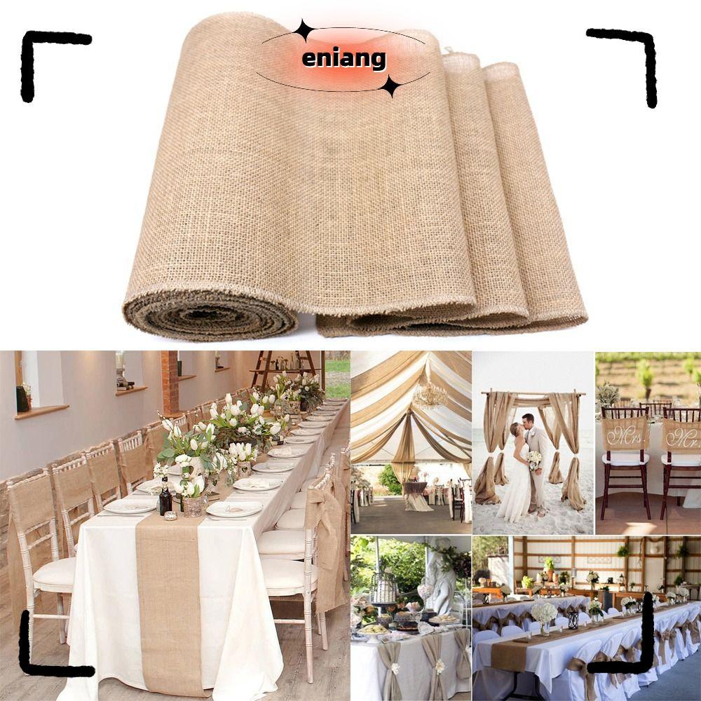 ENIANG นักวิ่งตาราง Burlap Hessian สําหรับตกแต่งงานปาร์ตี้คริสต์มาส Home Table Runners