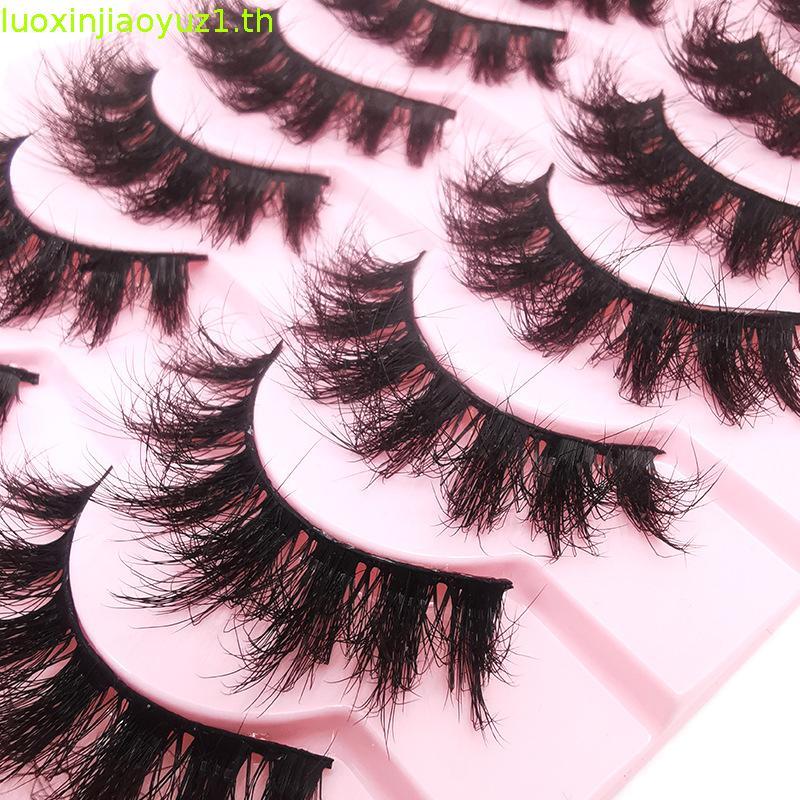 HBZGTLAD Soft Mink Eyelashes 3D Curl Winged End Eye Elongated ปลอม Lashes หนา Handmade ธรรมชาติขนตาป