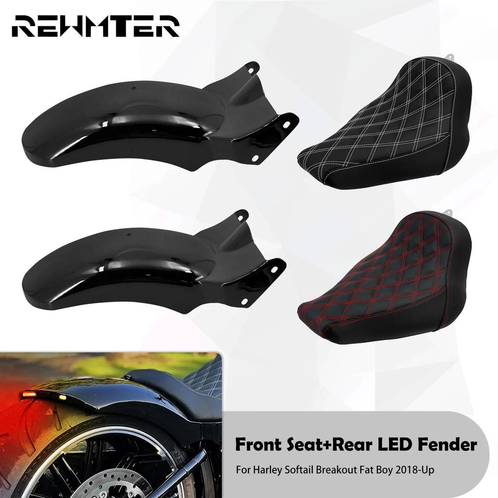 RW รถจักรยานยนต์เพชรที่นั่งด้านหลังเบรคไฟ LED Fender Mudguard สําหรับ Harley Softail FAT Boy Breakou