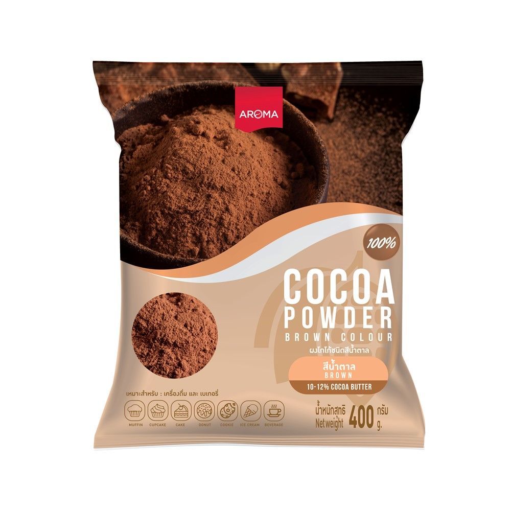 [สินค้าส่งด่วน] อโรม่า ผงโกโก้ชนิดสีน้ำตาล 400 กรัม AROMA COCOA POWDER BROWN COLOUR 400 G