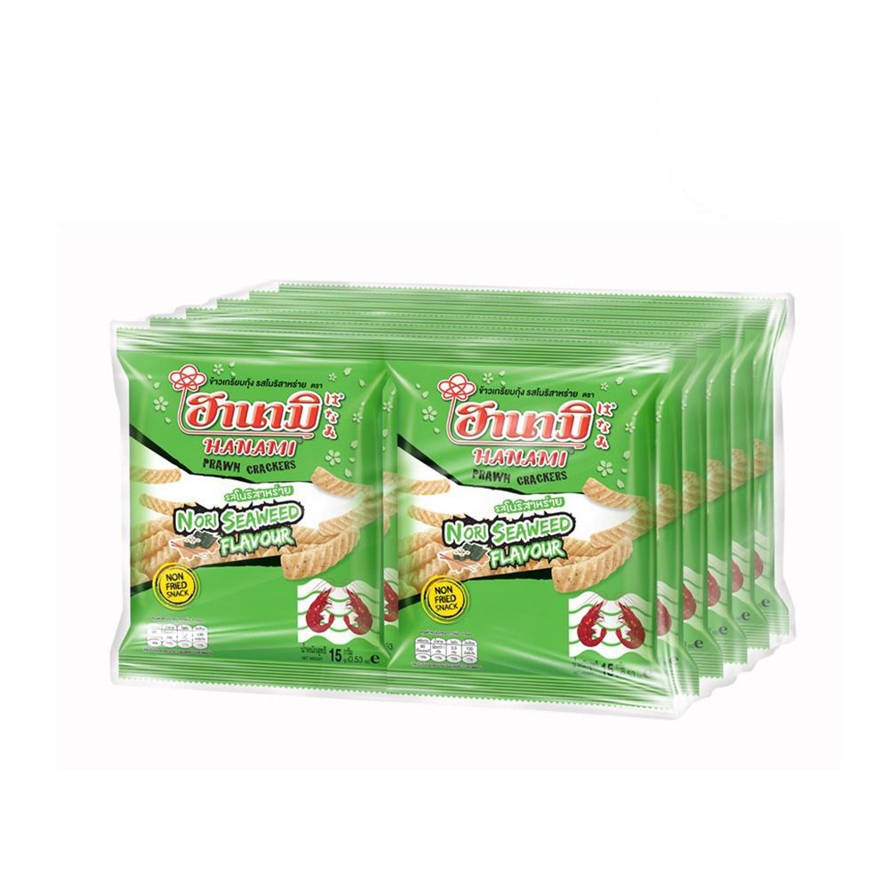[สินค้าส่งด่วน] ฮานามิข้าวเกรียบโนริสาหร่าย 15ก. แพ็ค12 HANAMI NORI SEAWEED 15G PACK12