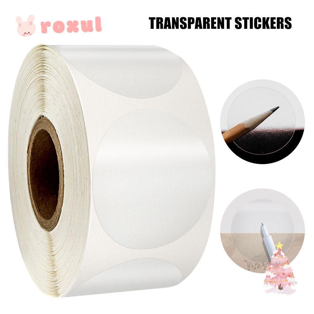 ROXUL Package Label Self-Adhesive รอบ PVC DIY แท็กปิดผนึกสําหรับ 500 ชิ้น/ม้วน