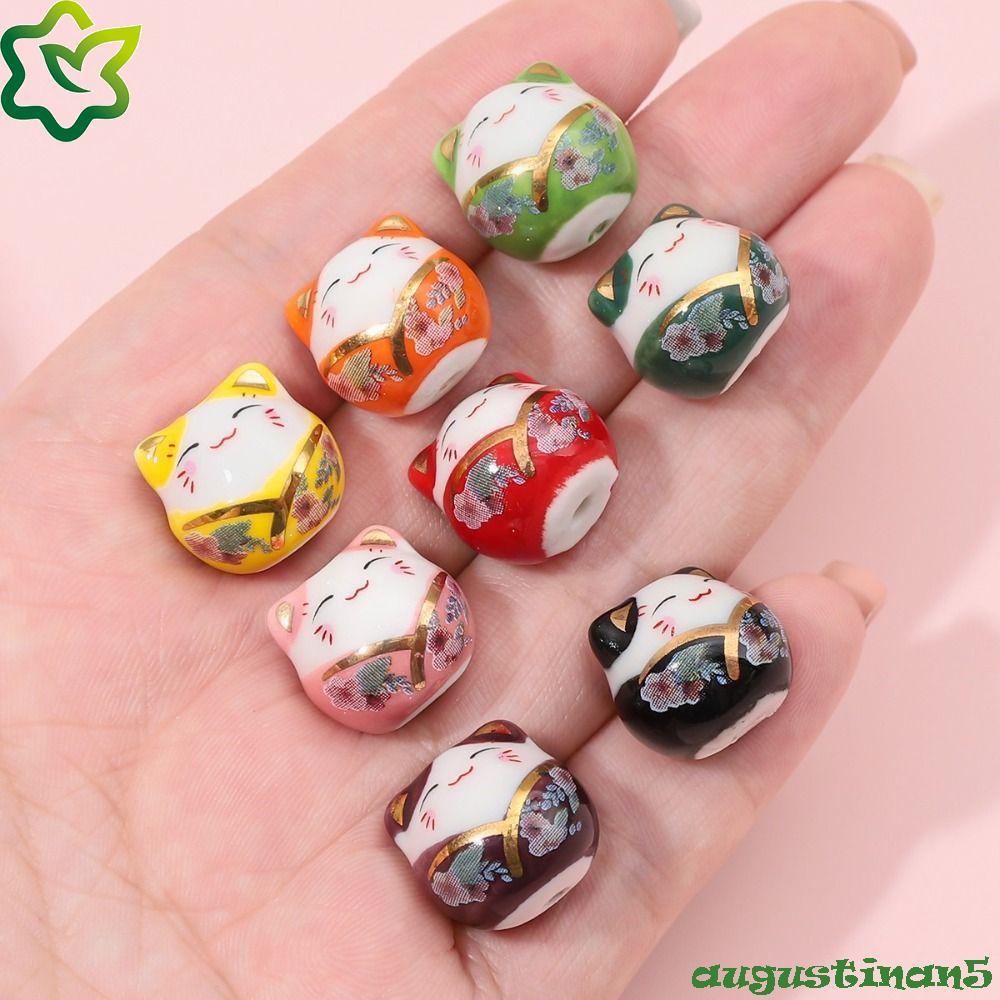 AUGUSTINAN Maneki-eko ลูกปัด, สร้อยคอแมว Plutus ลูกปัดแมว, สร้อยข้อมือแต่งหน้าสวย Kitty Japanese For