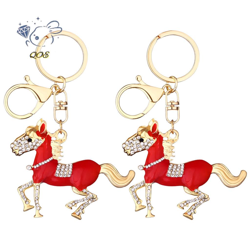 [QOE] 2 ชิ้น 2026 พวงกุญแจปีม้ามาสคอตปีม้าแขวนจี้เทศกาลฤดูใบไม้ผลิ Zodiac Blessing Souven VN